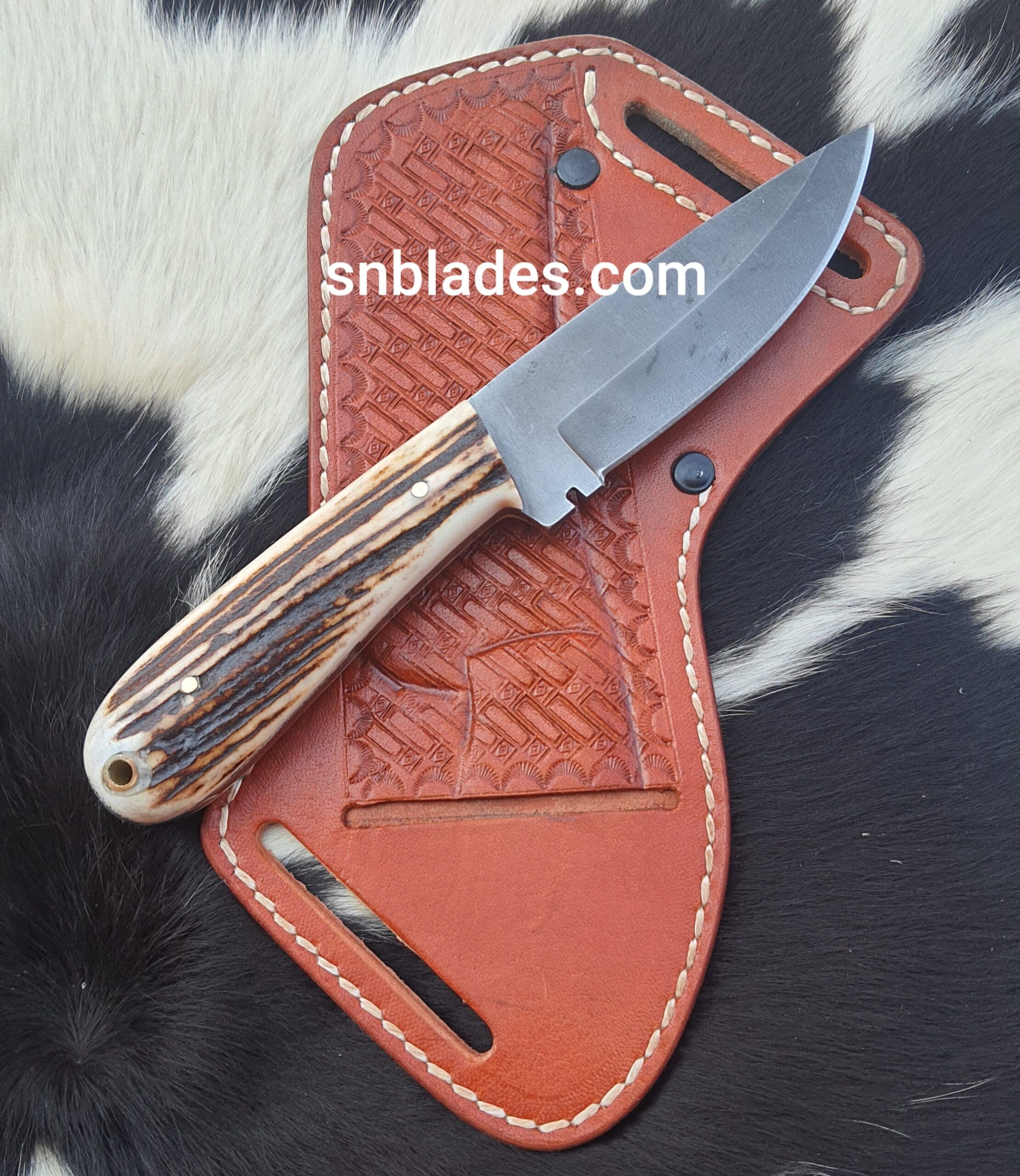 Custom Made Damascus Steel Three Cross Cowboy and Skinner knives