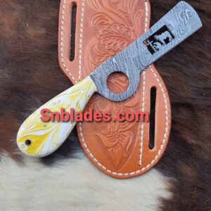 Custom made Damascus steel pastel cutter knife