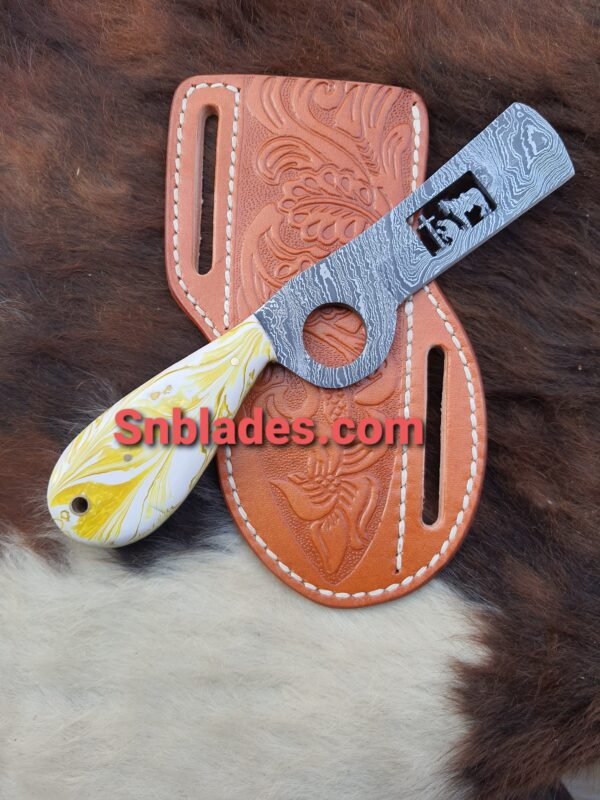 Custom made Damascus steel pastel cutter knife