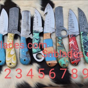 Custom made Damascus steel cutter and skinner knife