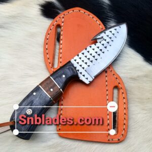 Custom made Rasp steel gut hook knife