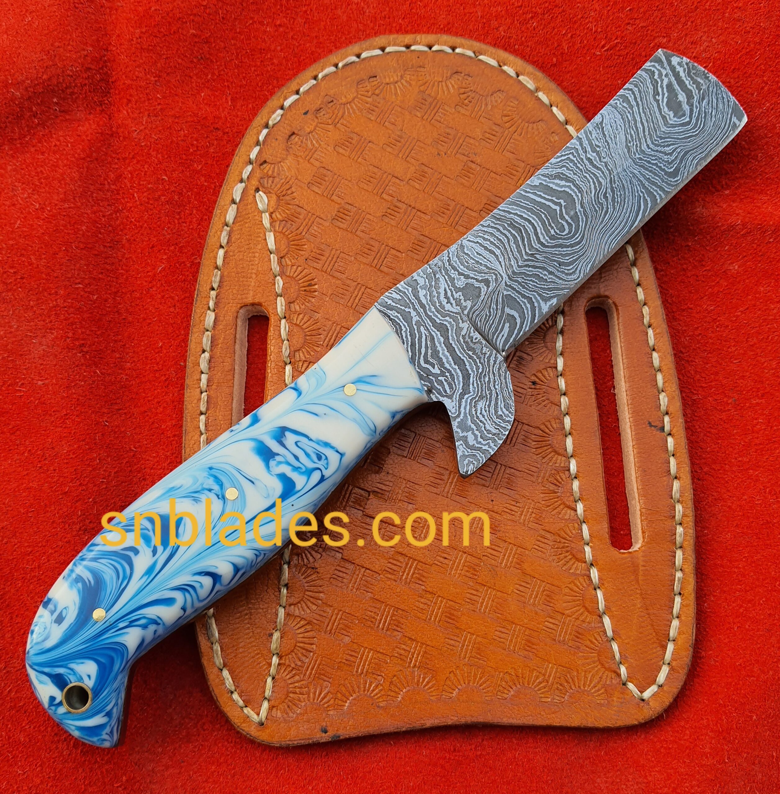 Custom Handmade Damascus steel bull cutter knife - SN Blades