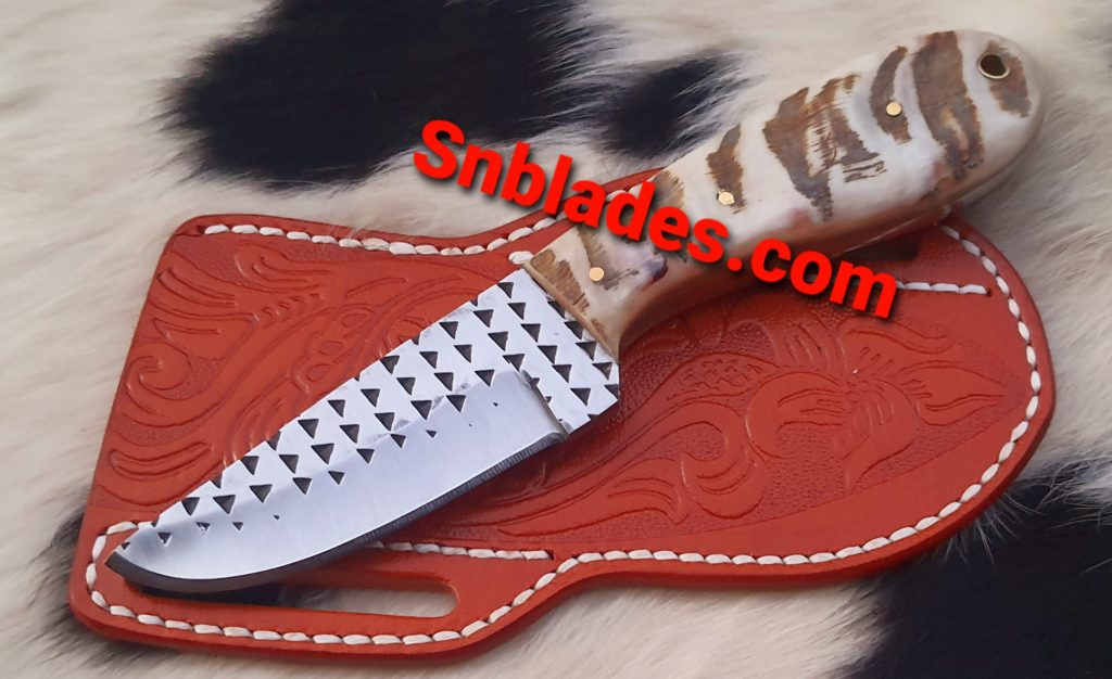 Custom Rasp Handles Handmade Rasp steel skinner knife/handle made of Ram horn - SN Blades