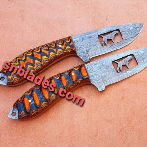 Handmade Damascus steel two Hunting Skinner Knives set