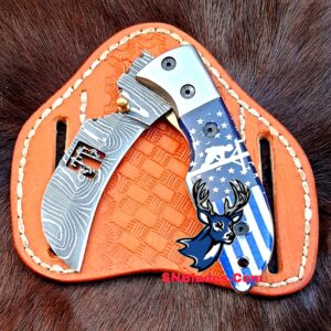 Handmade Damascus steel Hawksbill lineman folding knife/lineman knife