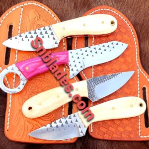 Handmade Rasp steel 6" four Cowboy Skinner knives/Cowboy knives