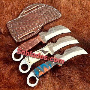 Handmade Rasp steel Hawksbill lineman Three Skinner knives set/Best Gift for Christmas present 2022