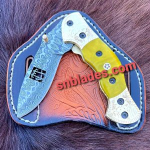 Handmade Damascus steel Hawksbill lineman Folding knife 2023