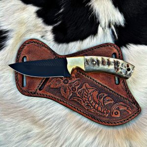 Custom made Rasp steel cowboy skinner knife with Beautiful leather sheath.