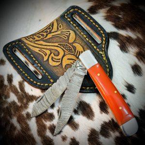 Hi guys custom made Damascus steel cowboy folding knife