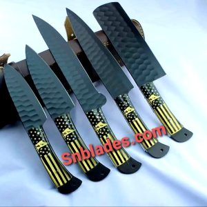 New Custom made 1095 steel Linemen kitchen knives set