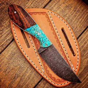 New Handmade 1095 steel cowboy Skinner knife with leather sheath