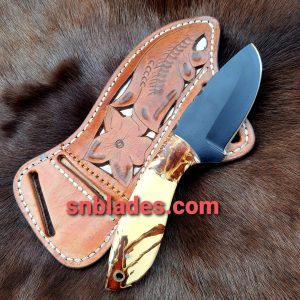 New Handmade 1095 Steel Western Cowboy Skinner knife with leather sheath