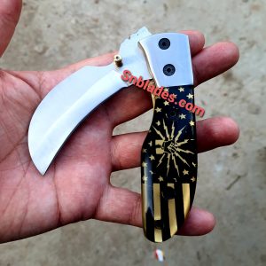 New Custom made 440 steel IBEW Hawkbill Lineman Folding knife