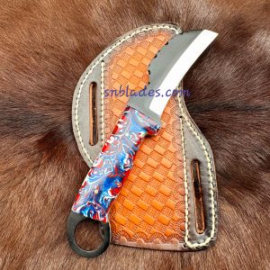 Custom made 1095 crobin steel Hawkbill Skinner knife